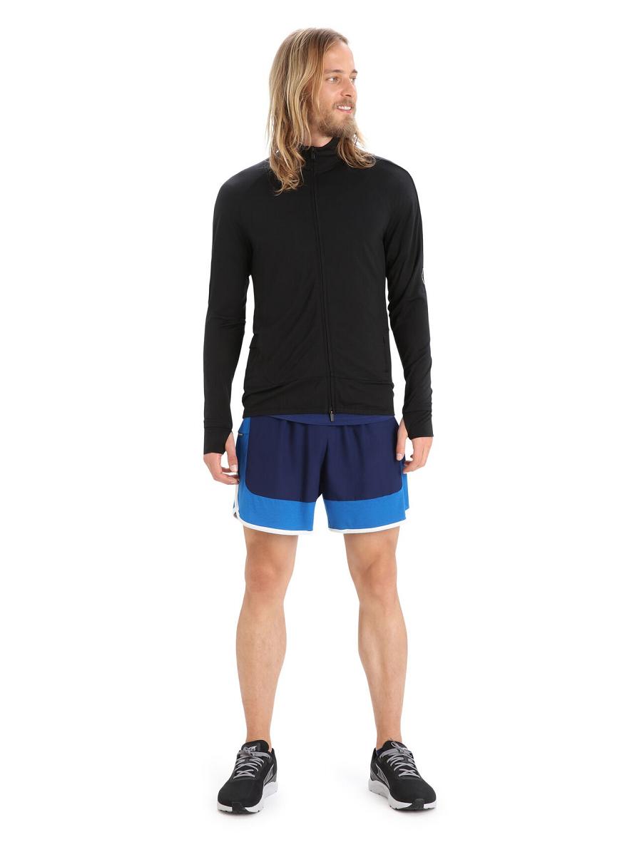 Bluzy Z Kapturem Icebreaker ZoneKnit™ Merino Long Sleeve Zip Męskie Czarne | PL 1686ZUTG